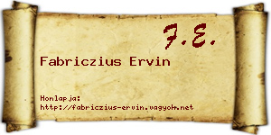 Fabriczius Ervin névjegykártya