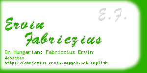 ervin fabriczius business card